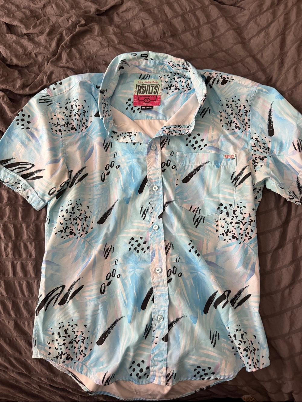 RSVLTS Men’s Light Blue Short-Sleeve Button-Up Shirt